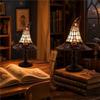 J1UL1N Stained Glass Witch Hat Lamp Halloween Decor, For Bedroom& Bookshelf, Handcrafted Retro Resin Design