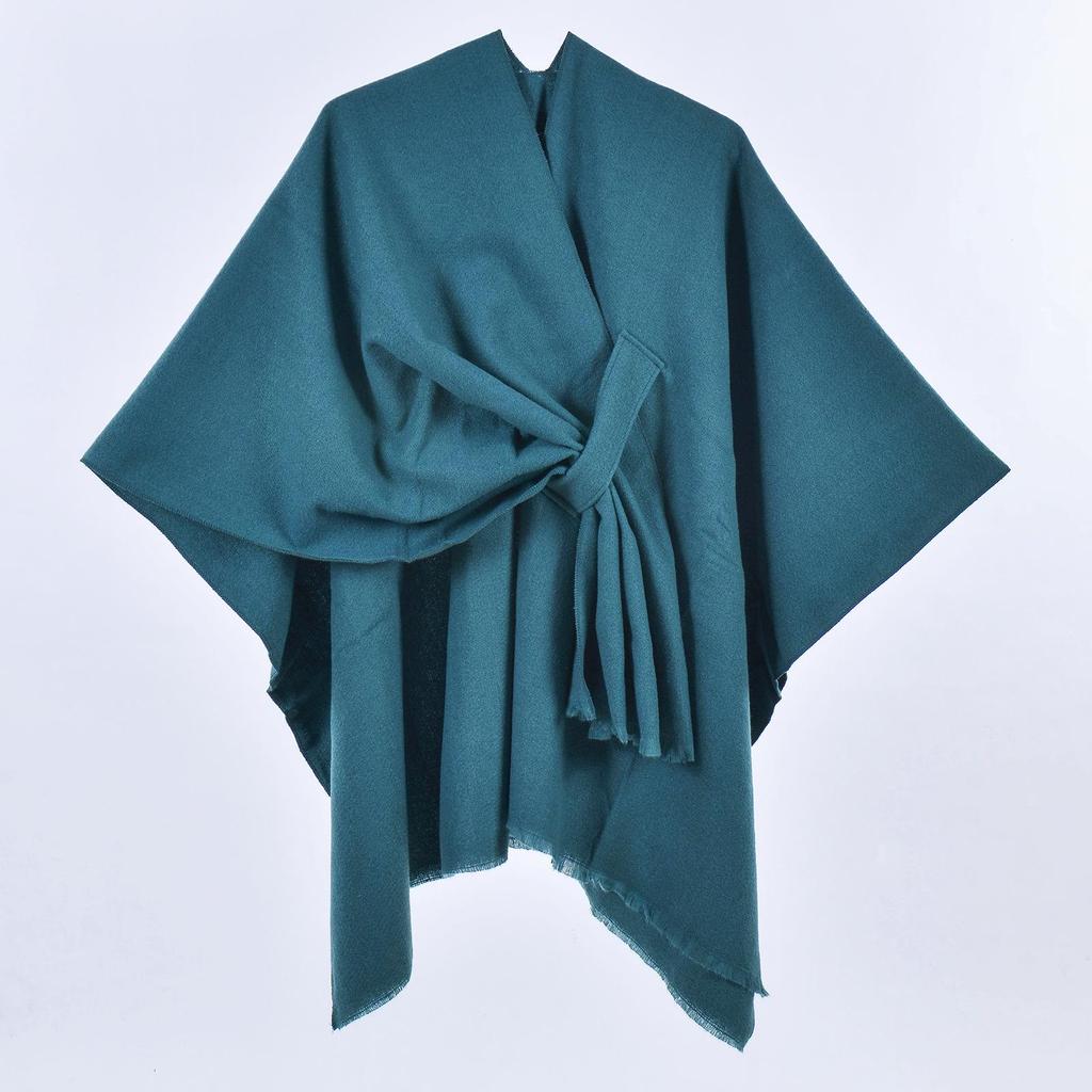 Women's Versatile Solid Color Spring Scarf Shawl - Imitation Cashmere Poncho for All Seasons