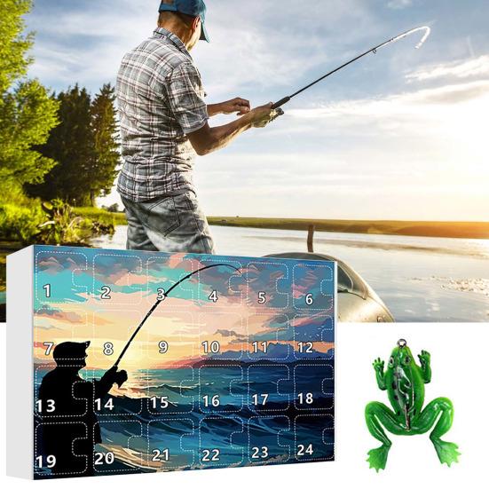 2025 Fishing Lure Advent Calendar 24-Day Countdown Box with Surprise Baits Holiday Countdown Decor Christmas Gift for Men Boys Anglers