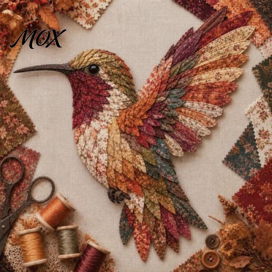 DIY Patchwork Hummingbird Project 3D Bird Kit, Owl Sewing Creative Birthday Gift for Adults Handmade Fabric Art Crafting Kit Home Wall Decor