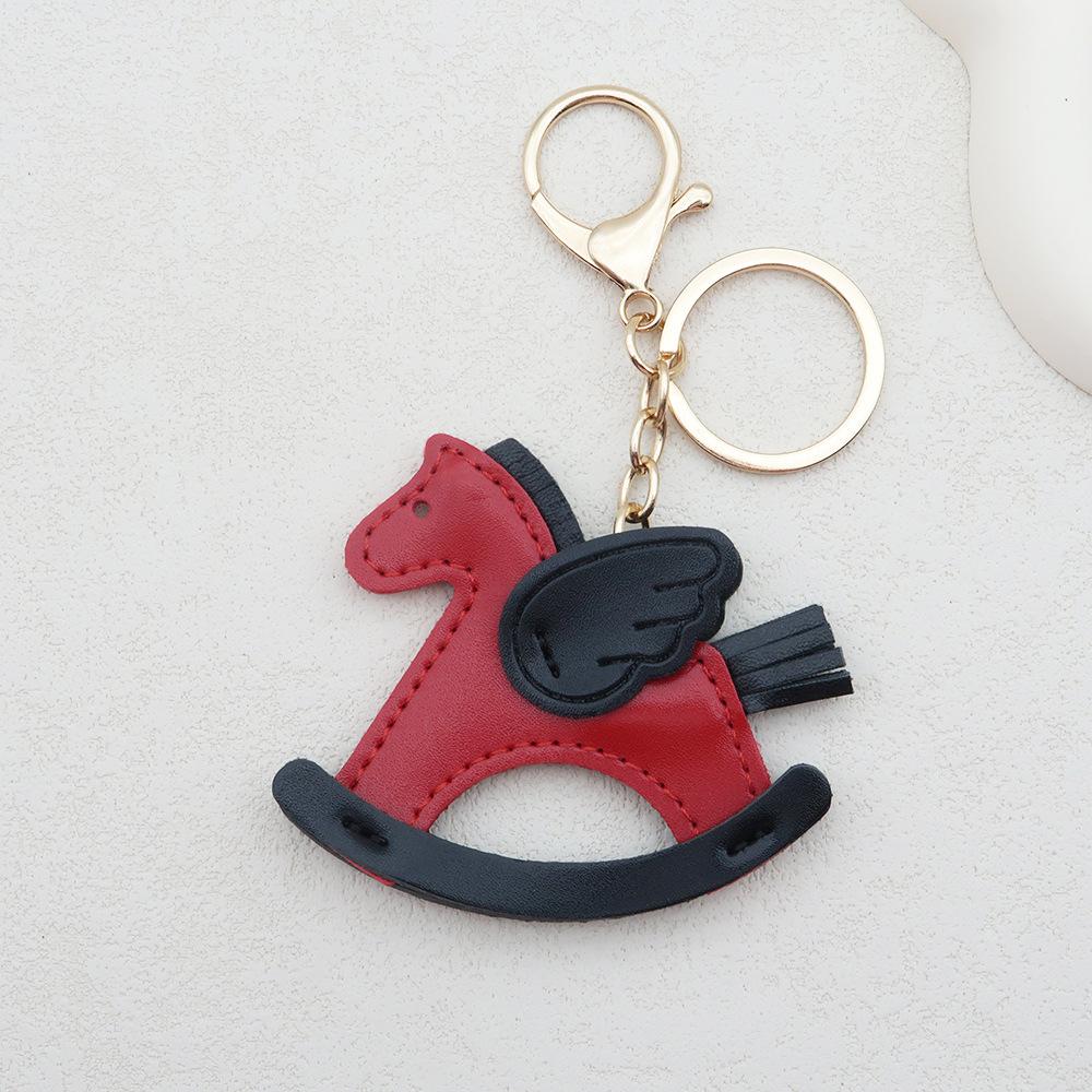 Women's Bag Charm Decoration Bag Pendant Cartoon Rocking Wooden Horse Women's Leather Bag Charm Key Chain Cute Bag Accessories Gifts