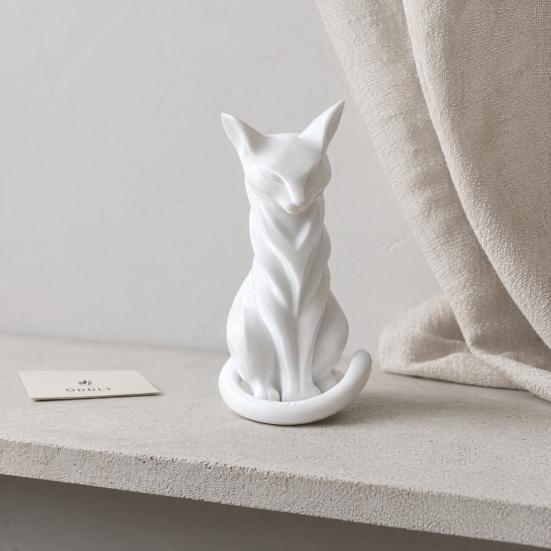Скульптура кошки, 3D-печать, матовый белый, настольный декор с художественными линиями, домашние украшения для полки, минималистичный декор, подарок для любителей кошек
