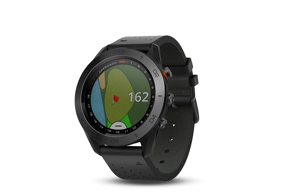 GPS-гольф-часы Garmin Approach S60 с ремешком из черной кожи, 1,2 дюйма (Сертифицированный восстановленный) 43528-159009