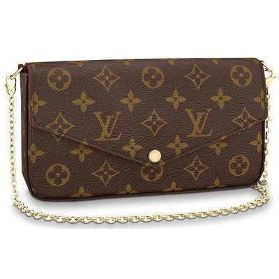Felicie Pochette Classic Monogram Coated Canvas And Leather Three-In-One Chain Bag Women Shoulder Bag Brown M61276