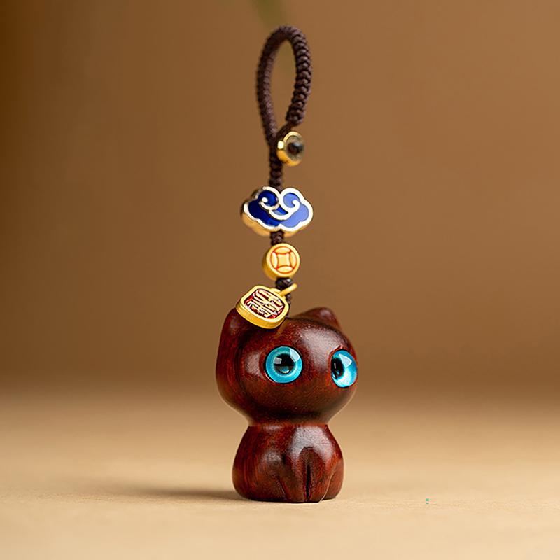 Милый аниме-кошачий брелок для женщин и мужчин, цепочка для мобильного телефона, сумка, деревянная подвеска, индивидуальные креативные ювелирные аксессуары