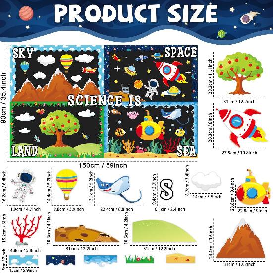 Science Bulletin Board Decorations Science is Everywhere Classroom Bulletin Board Set Sky Space Land Sea Theme Paper Cut Outs for Back to School