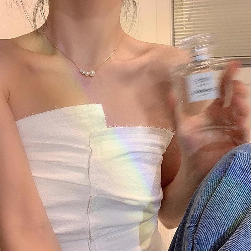 Легкая роскошь, нишевое жемчужное ожерелье, женская универсальная высококлассная цепочка на ключицу из титановой стали с бабочкой, шейная цепочка