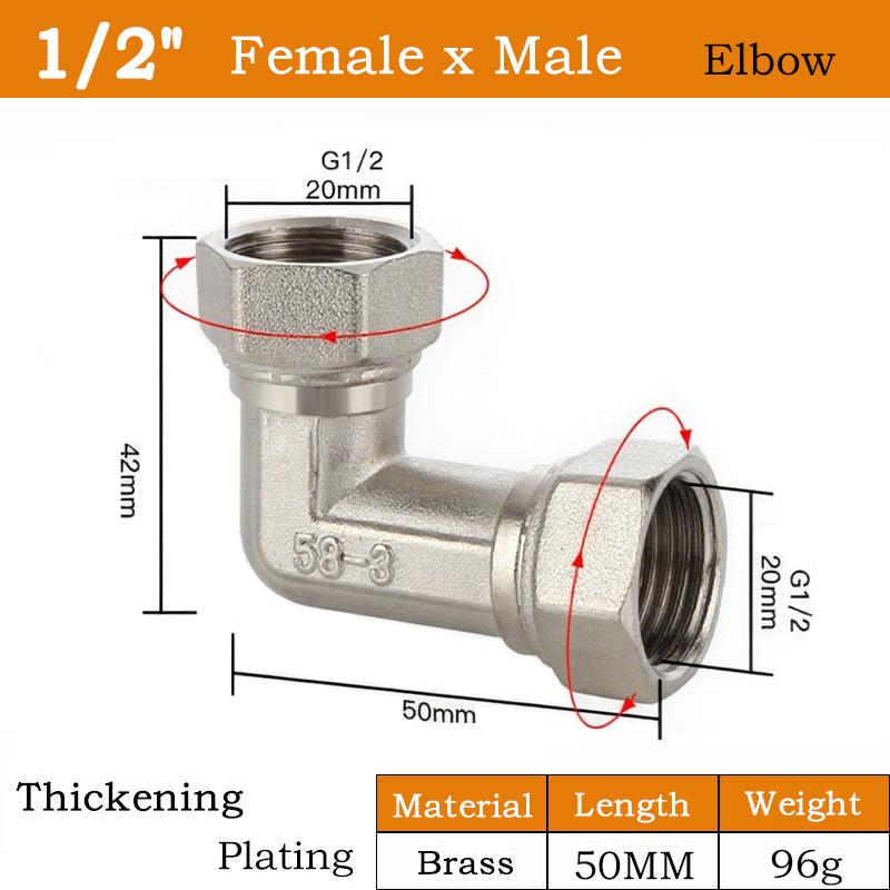 1/2" BSP Brass Pipe Fitting Male/Female Thread Elbow Type Copper Pipe Fittings Water Oil Gas Adapter