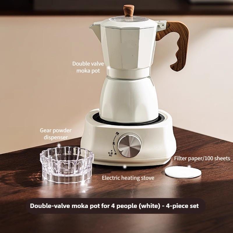 Двухклапанная мока-кофеварка Бытовая маленькая с ручным приводом Итальянская кофемашина Уличный набор кофейника для электрической плиты