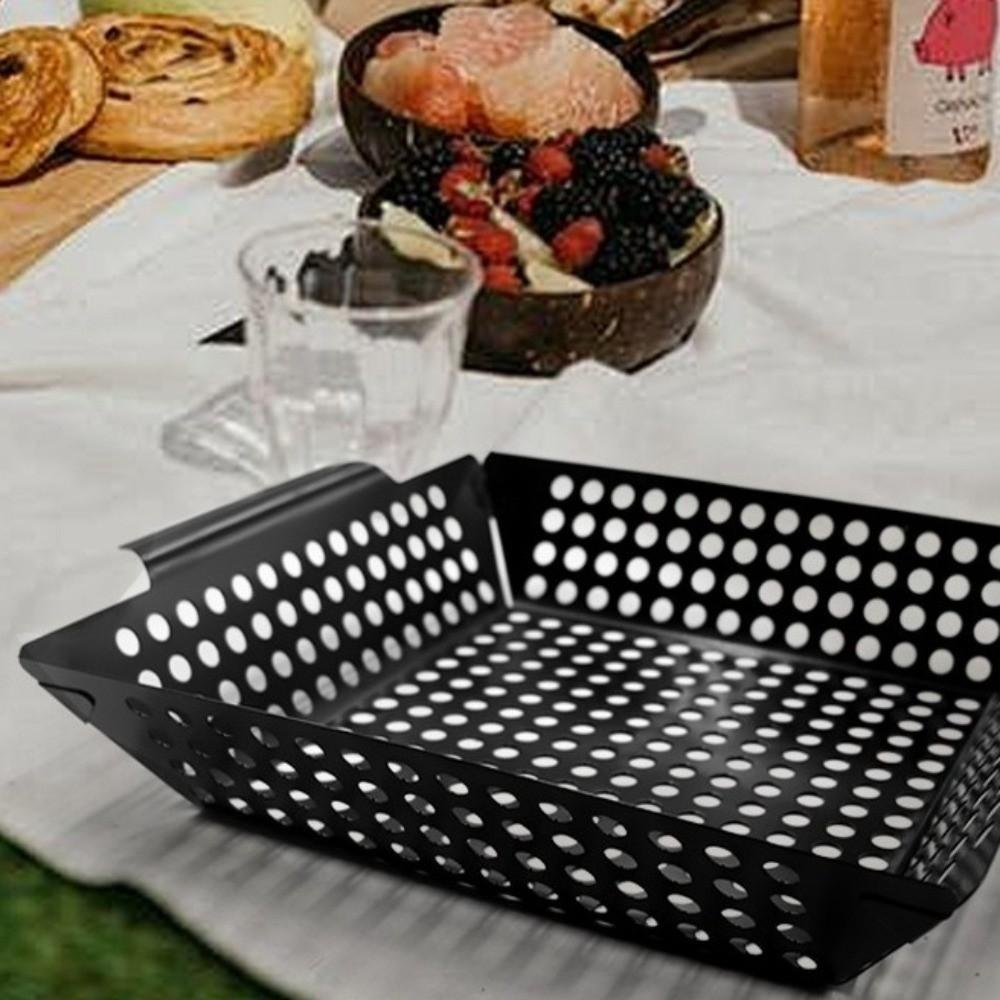 Large Capacity Barbecue Grill Pan Non-Stick Coated Roasting Fish Plate Grill Basket  Picnic