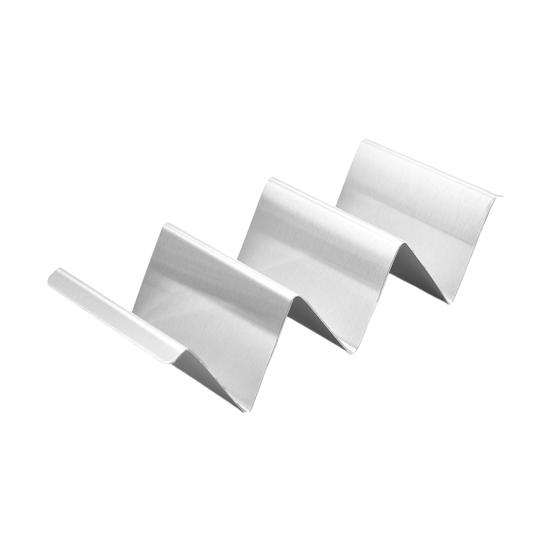 Stainless Steel Taco Holder Stand Reversible Holds 3 or 2 Tortillas Stackable Rack for Easy Storage Triangular Interior Prevents Spills Non-Stick