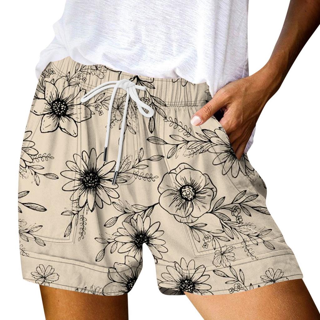 Женские повседневные летние эластичные пляжные шорты с принтом повседневные шорты