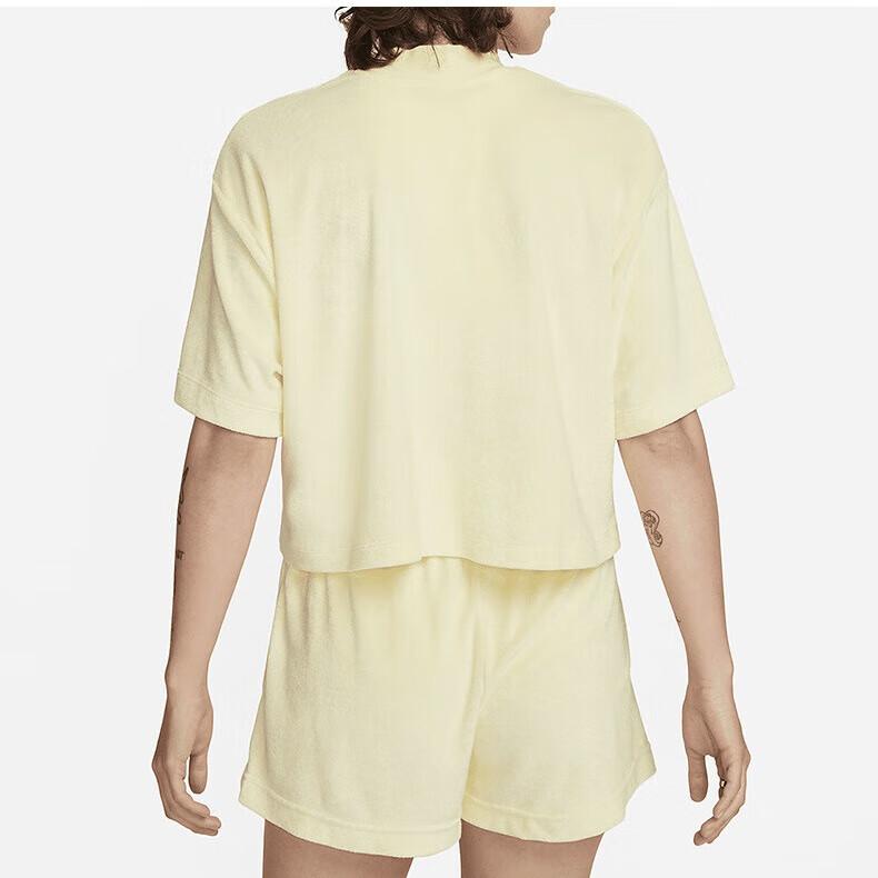 Nike Футболка с коротким рукавом и логотипом, однотонная, с круглым вырезом, женские футболки светло-лимонно-желто-зеленого цвета DV7833-821