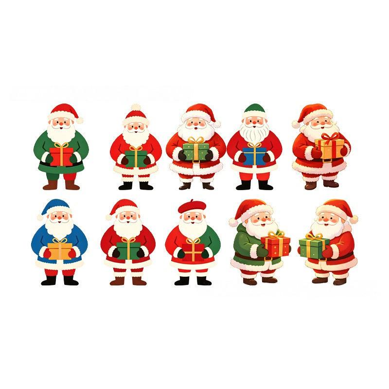 Whimsical Wooden for Christmas Ornaments 10-Piece Set Various Poses Cute Hanging Decorations Tree Home Decor Gift Tags