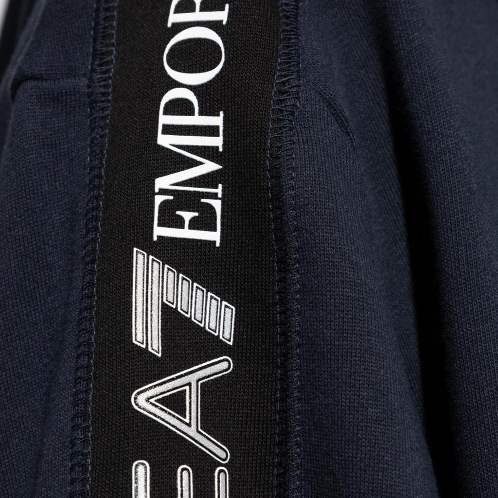 Emporio Armani Ea7 Осень/Зима 24 Логотип-Буквы Плетеная Лента С Капюшоном На Молнии С Длинным Рукавом Толстовка Мужская толстовка Темно-Синий 6DPM12-PJOGZ-1562