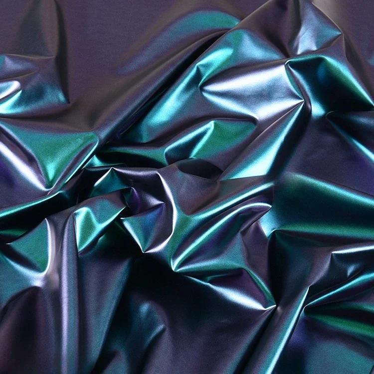 100x150 см искусственная кожа хамелеон водонепроницаемый пуховик ткань глянцевая симфония градиент для кожаной куртки ткани материалы