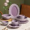 Purple Disc Lace Relief Series Ceramic Tableware Bowl Plate Tableware