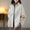 Loose Women's Windbreaker with Long Sleeves and Vintage Style Shirt Coat