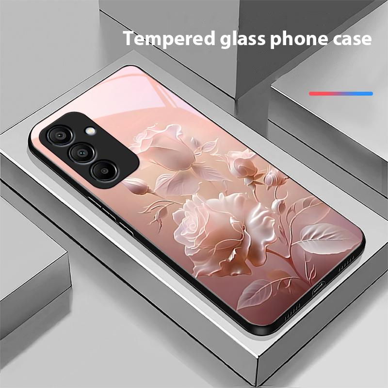 Белый Дым Красная Роза Для Samsung Galaxy A15 5G 54 4G 51 50 24 35 90 71 12 51 53 52S 80 22 34 Черный Чехол для Телефона из Закаленного Стекла