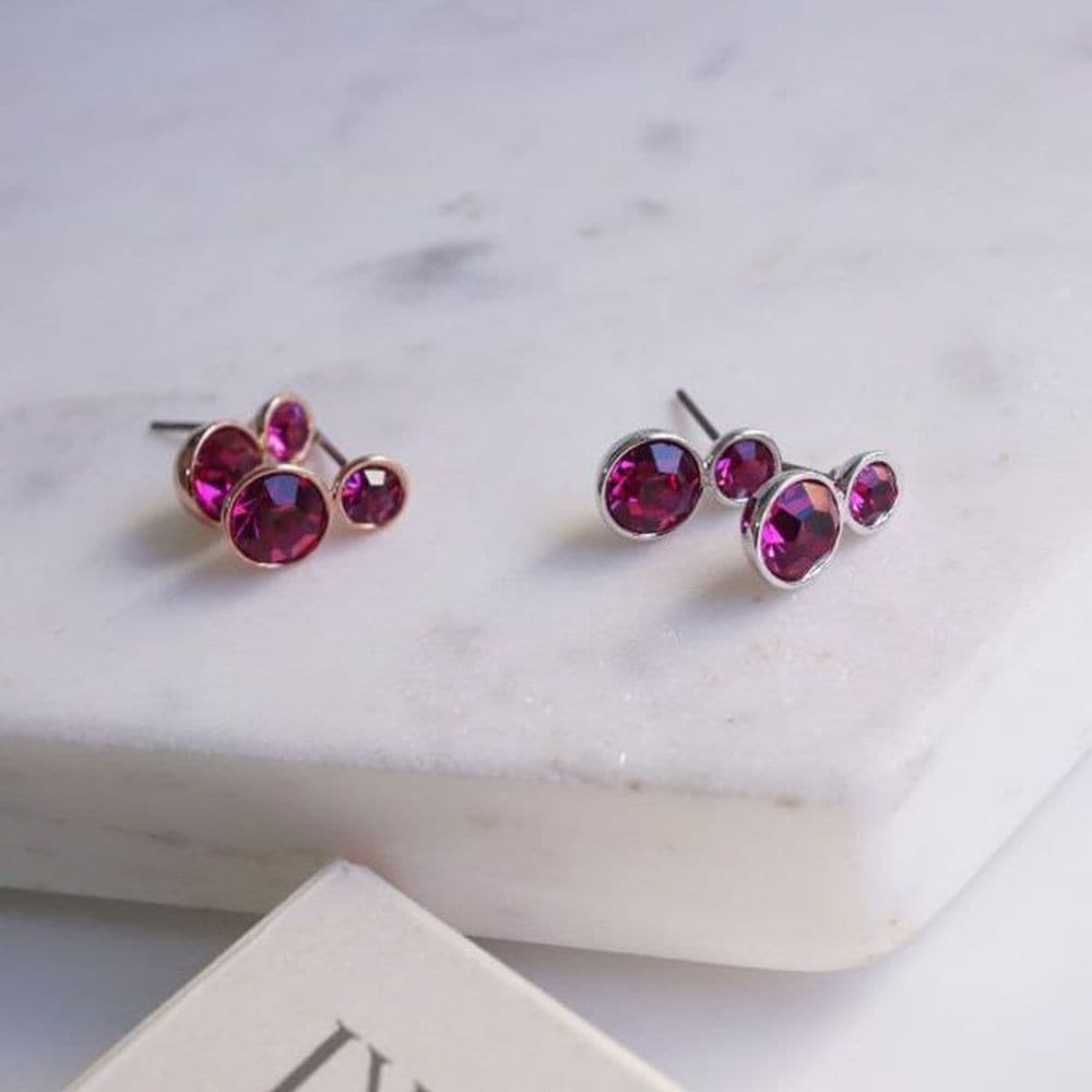 E407 Fuchsia Austrian Genuine Crystal Earrings