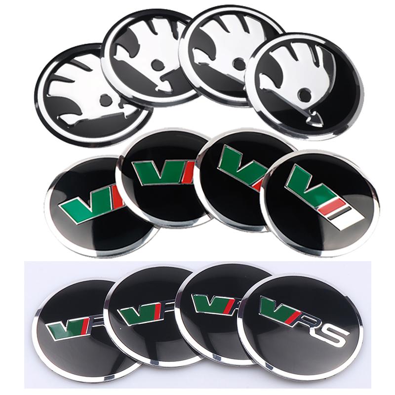 DAYB7 4Pcs 56/60/65/68MM ABS Wheel Center Covers Hub Caps Logo For Skoda S VII VRS Octavia Rapid Scala Fabia Superb Kodiaq Karop Kamiq