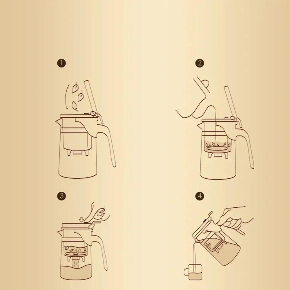 Плавающая чашка для заваривания чая Фильтр-чайник с заварником Стеклянный нагреваемый устойчивый чайник Фильтр-чайник с одной кнопкой для разделения чая