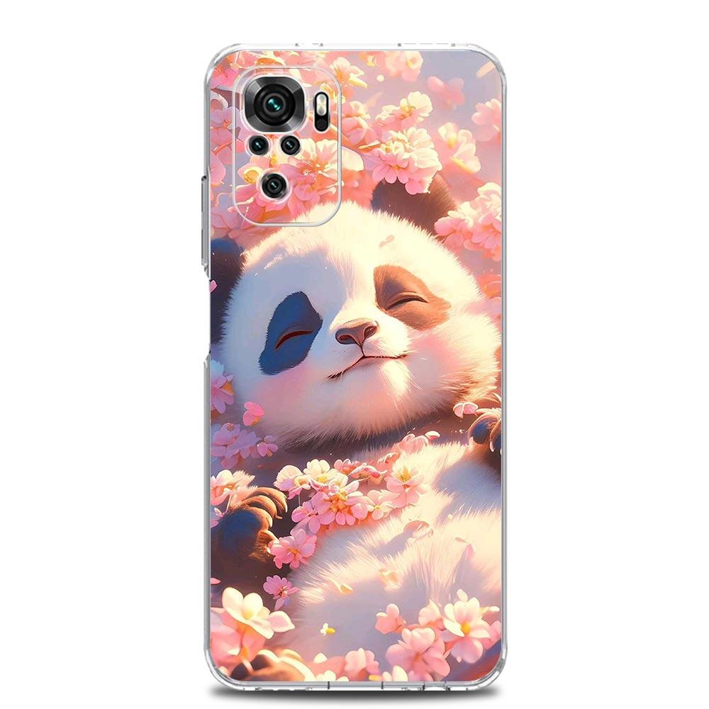 Чехол для телефона для Xiaomi Redmi Note 14 13 12 4G 9 8 10 11 Pro Plus 5G 14C 13C 12C 10C 9C 9A Прозрачный Мягкий ТПУ Чехол Мультяшный панда