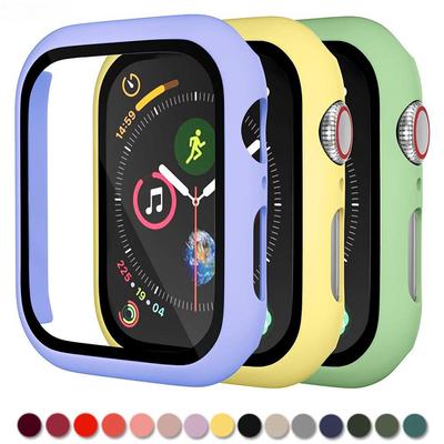 Чехол для часов Apple Watch 44 мм, 40 мм, 42 мм, 38 мм, бампер для ПК со стеклянной защитной пленкой для Iwatch Series 3, 4, 5, 6 SE, аксессуары