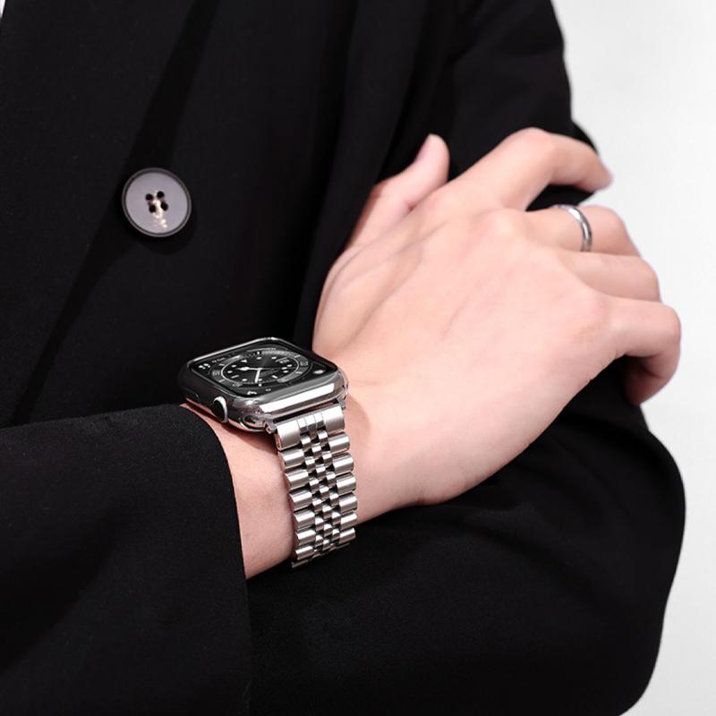 Ремешок для часов из нержавеющей стали для Apple Watch 6 5 4 3 2 Band Five Beads Luxury Metal Remezzo Bracelet For iWatch 6 5 Band 45 мм 49 мм