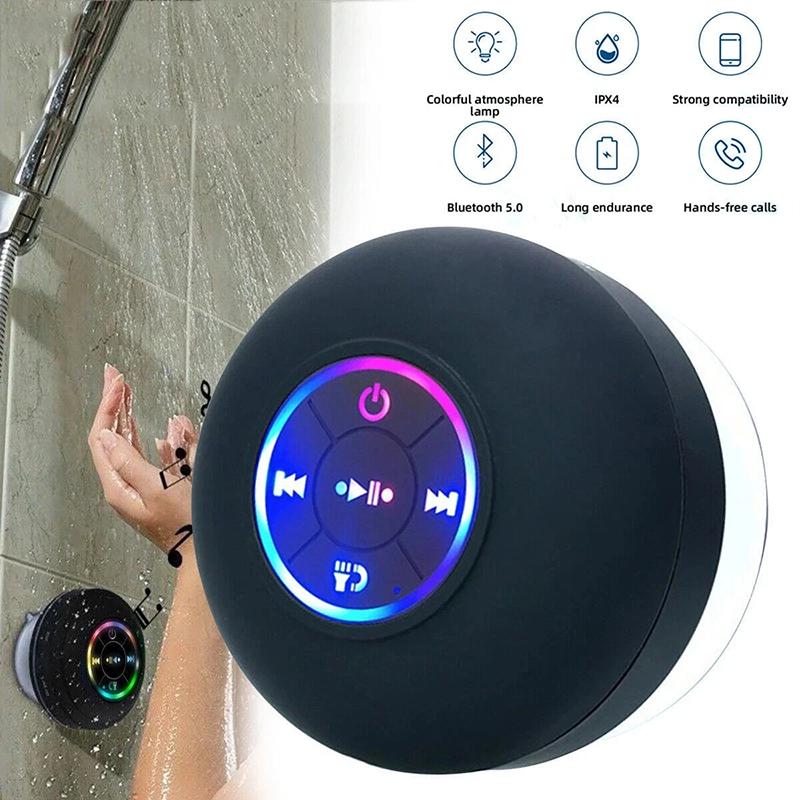 Портативная беспроводная мини-колонка Bluetooth LED с микрофоном, присоской, водонепроницаемостью IPX4, устойчивая, для путешествий, улицы, ванной комнаты