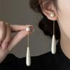Vintage French Textured Pearl Water Drop Earrings Elegant Two-Wear Long Stud Earrings Dress Earrings