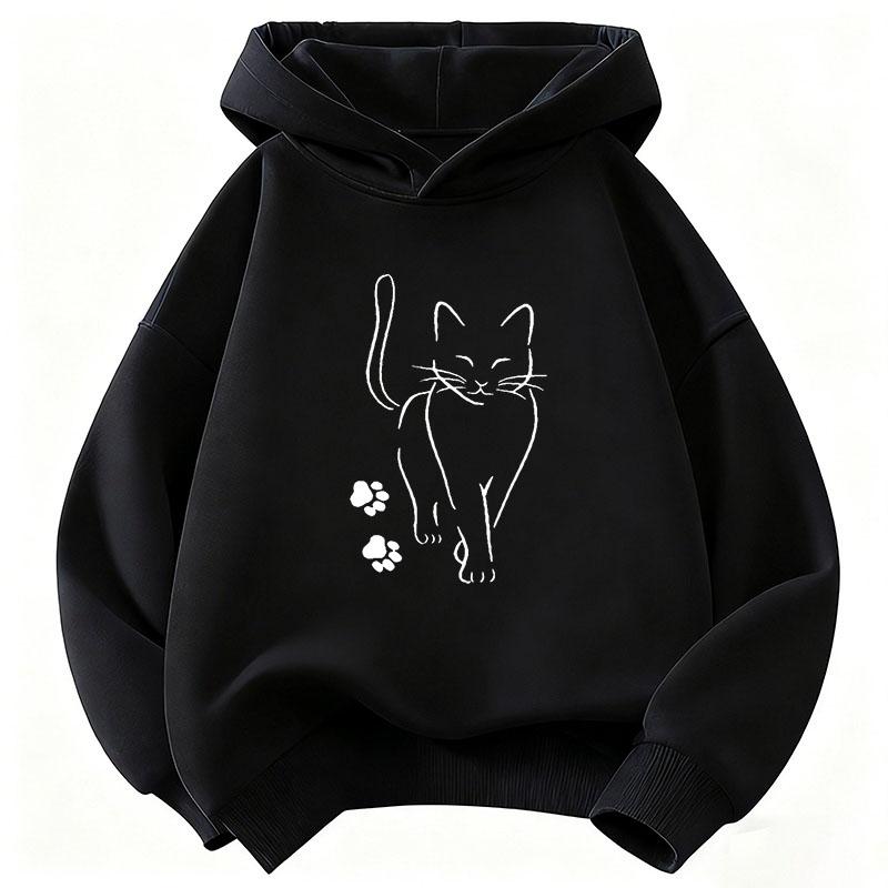 Cute Cat with Paw Hoodie Kids Cat Children's Sweatshirt Hoody for Boys Girls Autumn Winter Casual Hoodies Cartoon