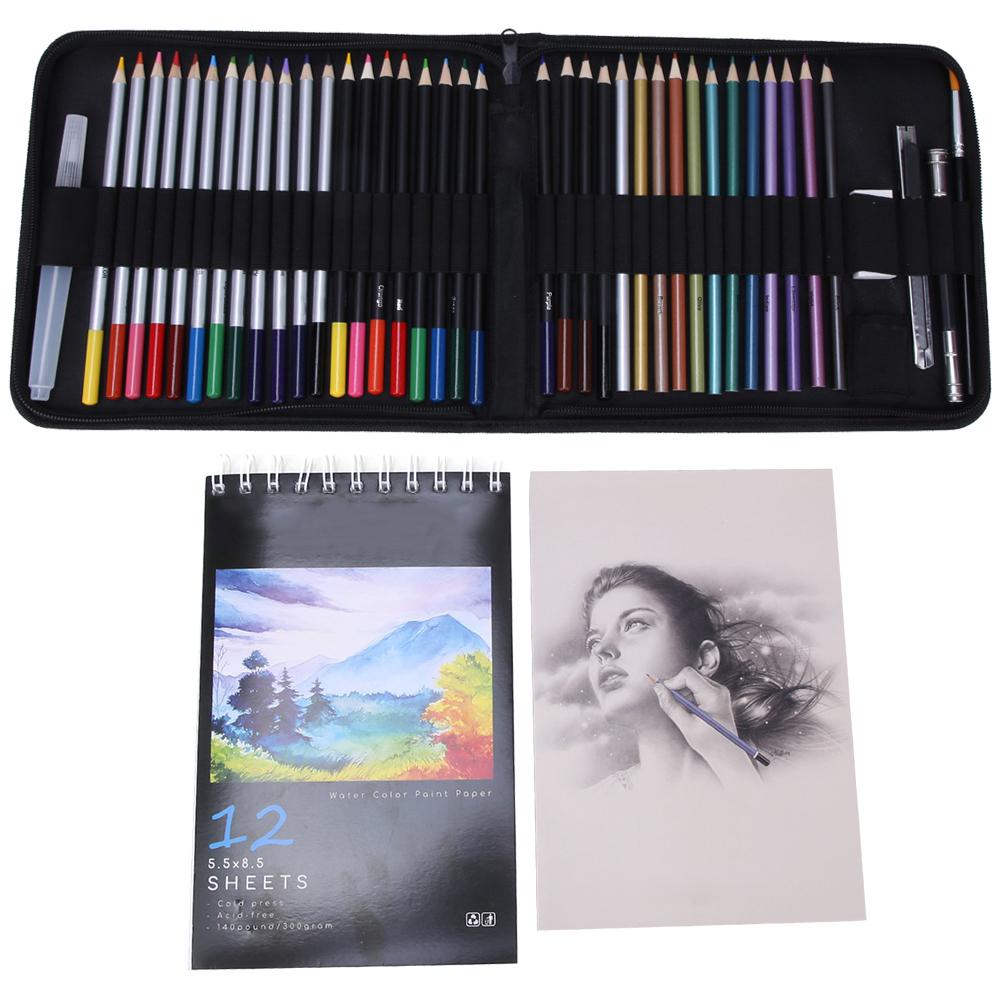 44Pcs Colorful Color Pencil Set School Stationery Art Supplies with 1Pc Portable Zipper Bag