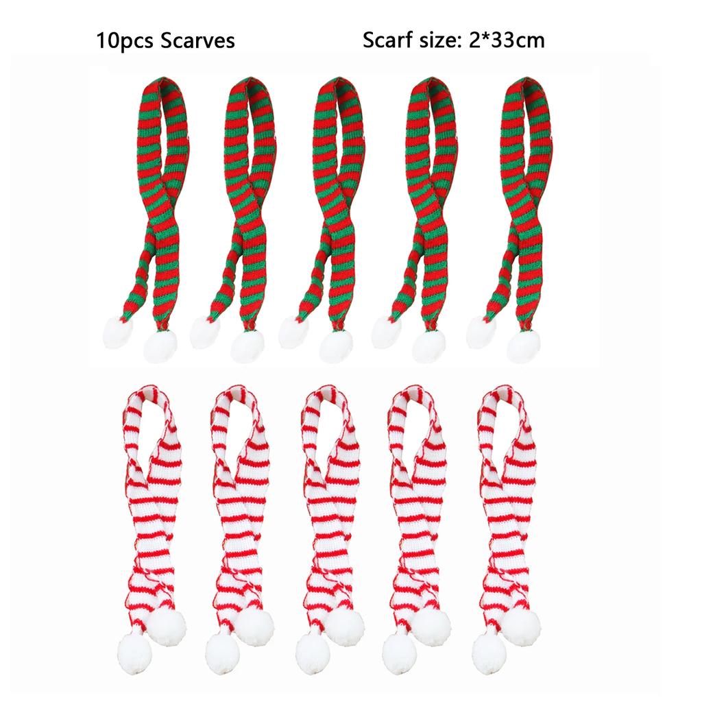 10/20pcs Mini Santa Hat & Scarf 2026 New Christmas Costume for Cat Rabbit Doll Lollipop Bottle DIY Xmas Party Dinner Decoration