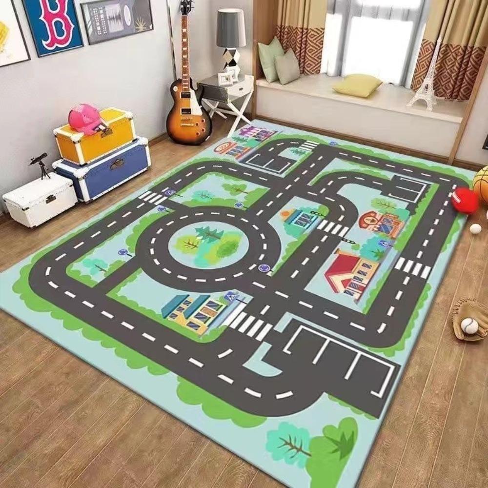 Soft Road Traffic Route Mat Non-slip Toddler Crawling Road Carpet Room Decor