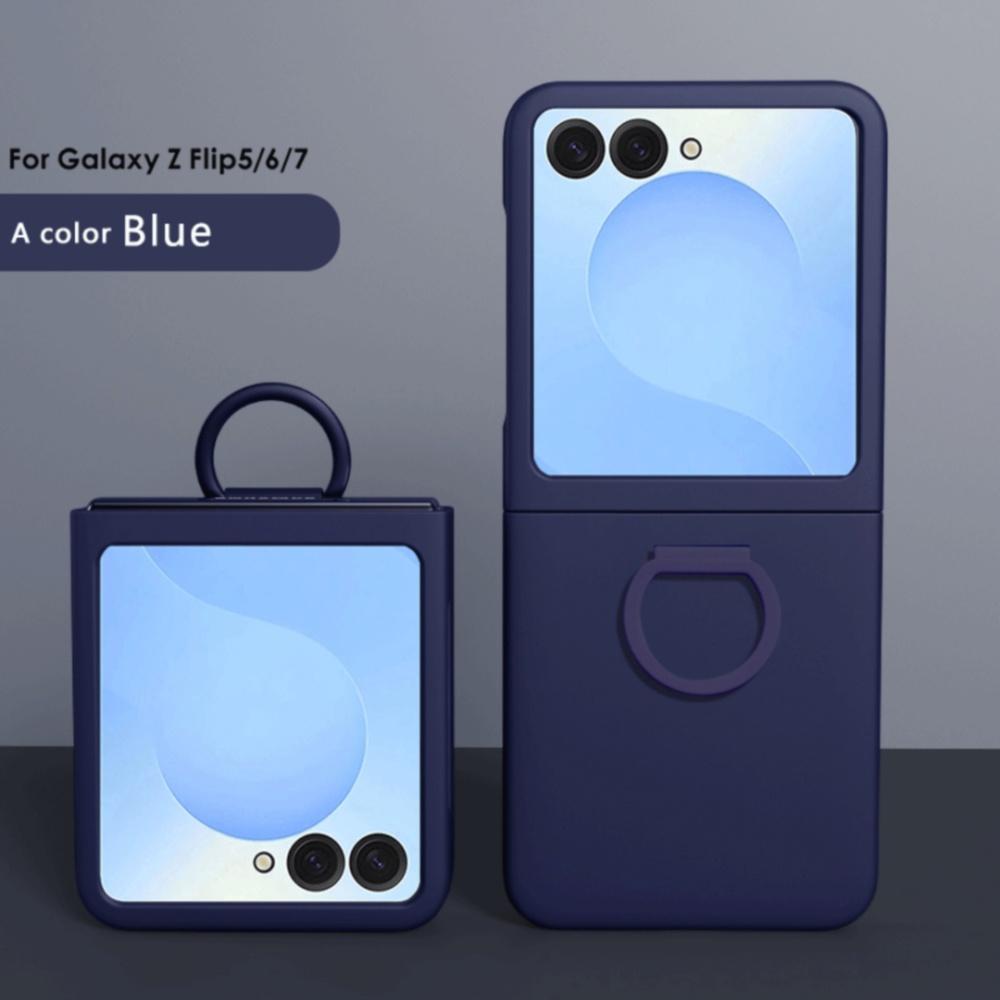 Gradient Skin Feel Hard Shell Phone Case with Ring for Samsung Galaxy Z Flip 7 6 8 Flip7 Flip8 Large Window Protect Back Cover