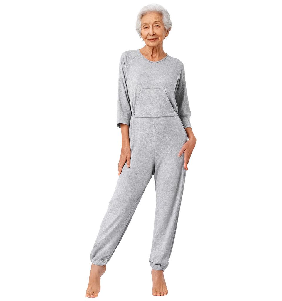 Special Needs & Disability Romper for Women S-XXL: Adaptive Jumpsuit with Double-End Zip, Long Sleeve Pants for Easy Care