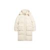 Li Ning Sports Trend Series Solid Color Logo Embroidered Hidden Zipper Hooded Long Down Jacket Women Outerwear Swan-White AYMS074-1