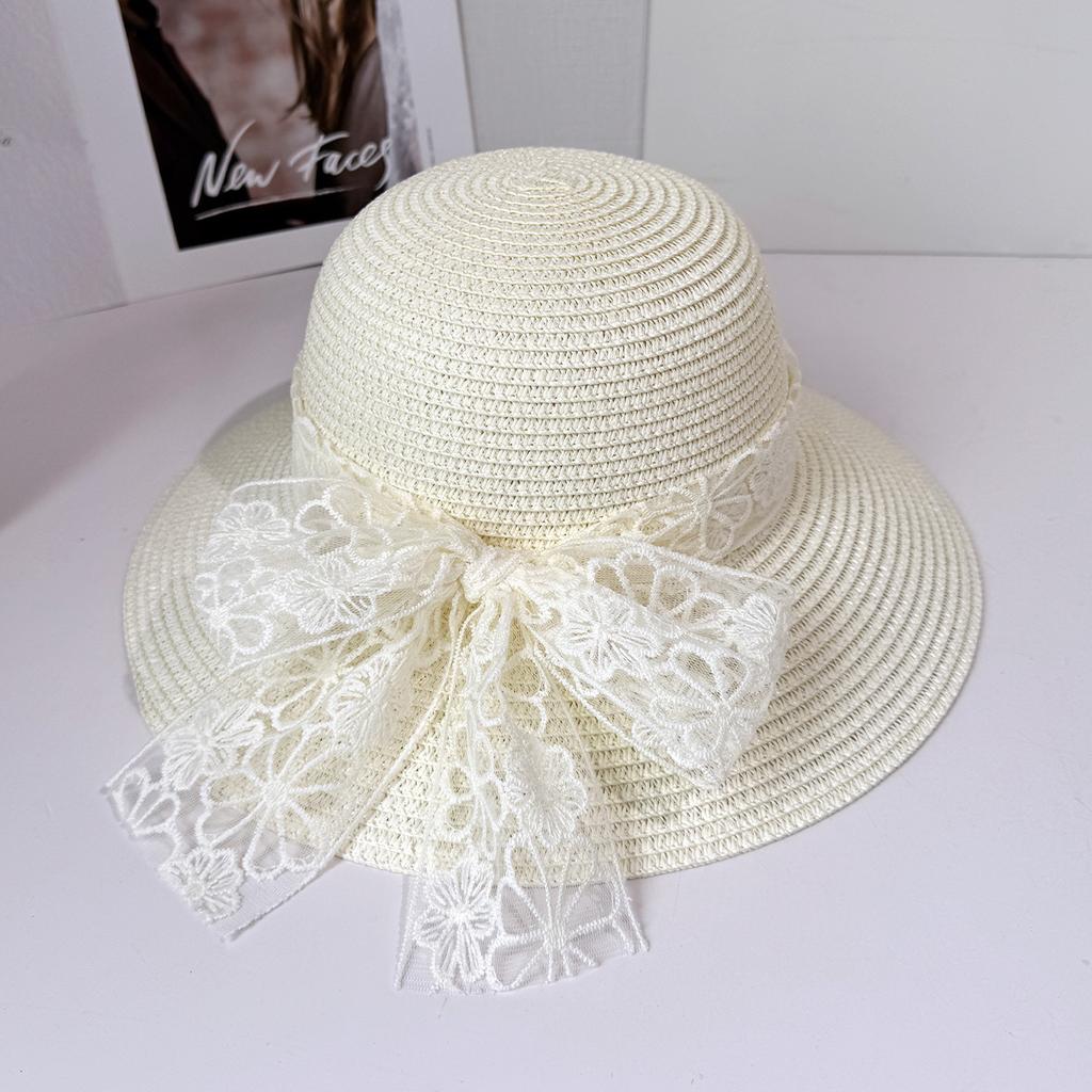 Летняя маленькая свежая соломенная шляпа модная шляпа от солнца шляпа-ведро для пляжа с лентой-бантом дорожная шляпа от солнца