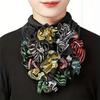 Charming Floral Print Chiffon Ruffle Collar Scarf - Elegant Detachable Neck Gaiter for Womens Fashionable Warmth
