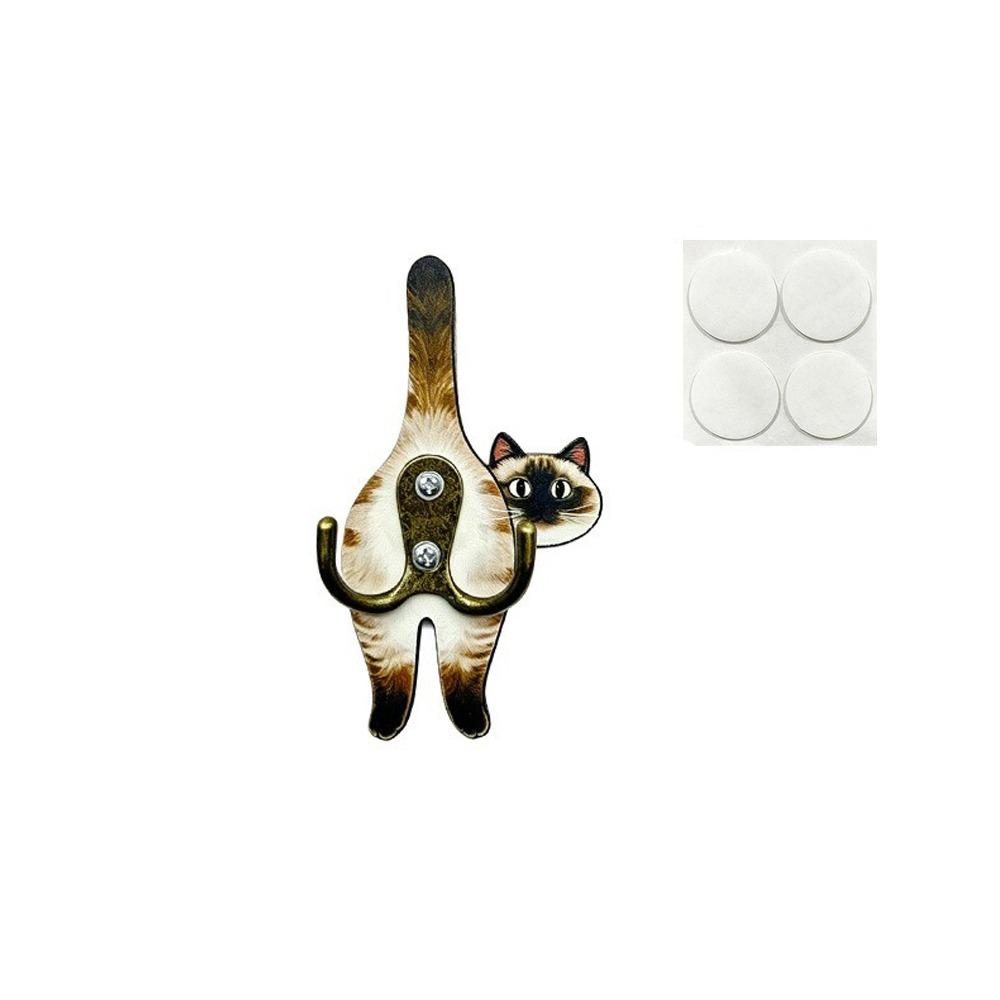 Wall Mounted Cat Butt Tail Key Rack Wooden Key Hanger Cat Shaped Wall Hook  Bathroom