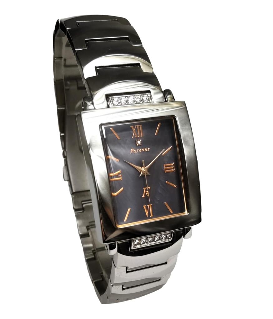 Часы Forever Shell Dial Красивые хрустальные часы с простым инструментом для регулировки ремня FOREVER Мужские FG-1205-5PG (Черный/PG)