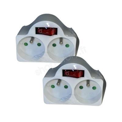 Biplite 2 Розетки - DUOPLUG - 2x16A - Встроенный Выключатель - 230В - Белый