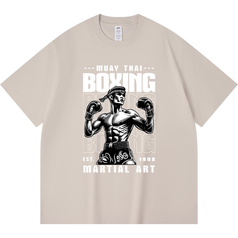 Футболка из 100% хлопка плотностью 230 г/м2 с принтом тайского бокса, забавная футболка из чесаного хлопка в стиле Харадзюку