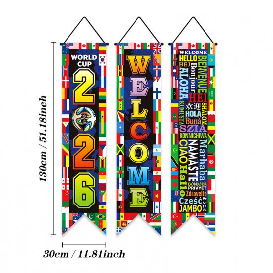 2026 USA Canada Mexico World Cup Flag Fan Support Wall Decoration Couplet Bar Atmosphere Hanging Flag