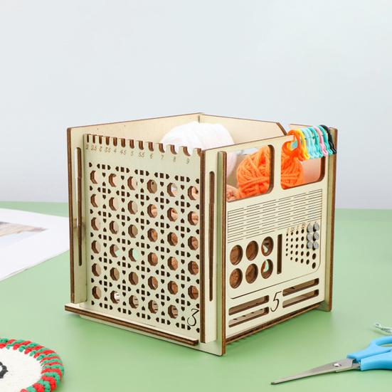 Многофункциональная пряжедержательница Все в одном Деревянный ящик для хранения пряжи Держатель спиц для вязания Диспенсер для пряжи для любителей вязания крючком и спицами