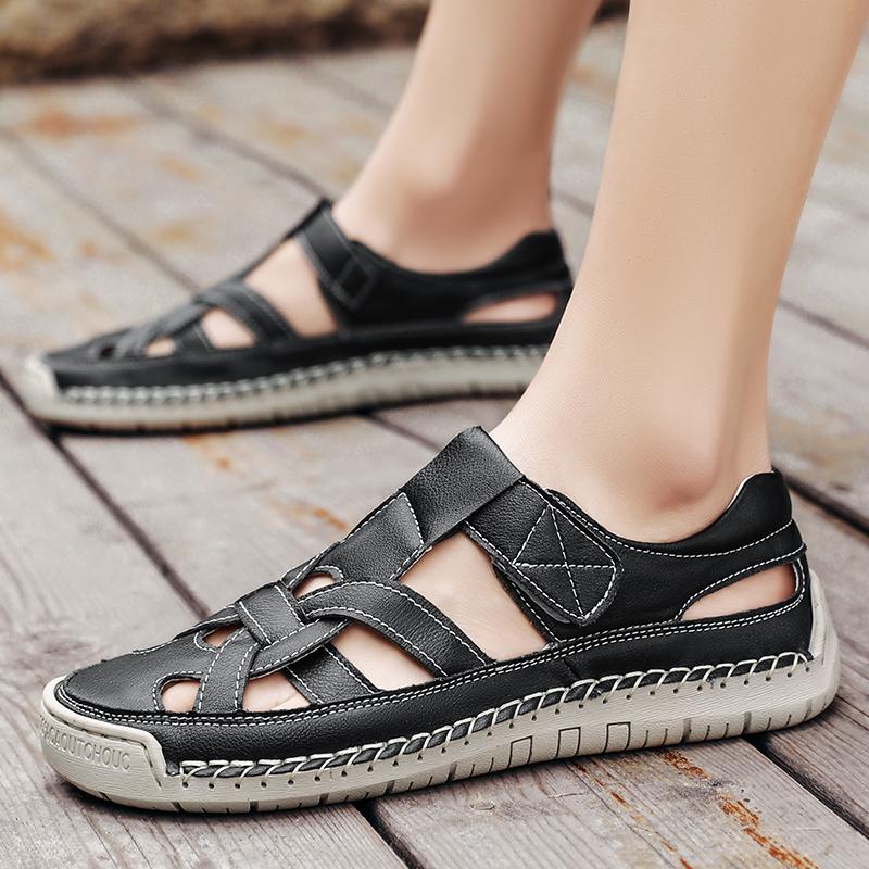 Summer Men's Leather Sandals Outdoor Slippers Sneaker Beach Rubber Flip Flops Men's Water Trekking Sandals