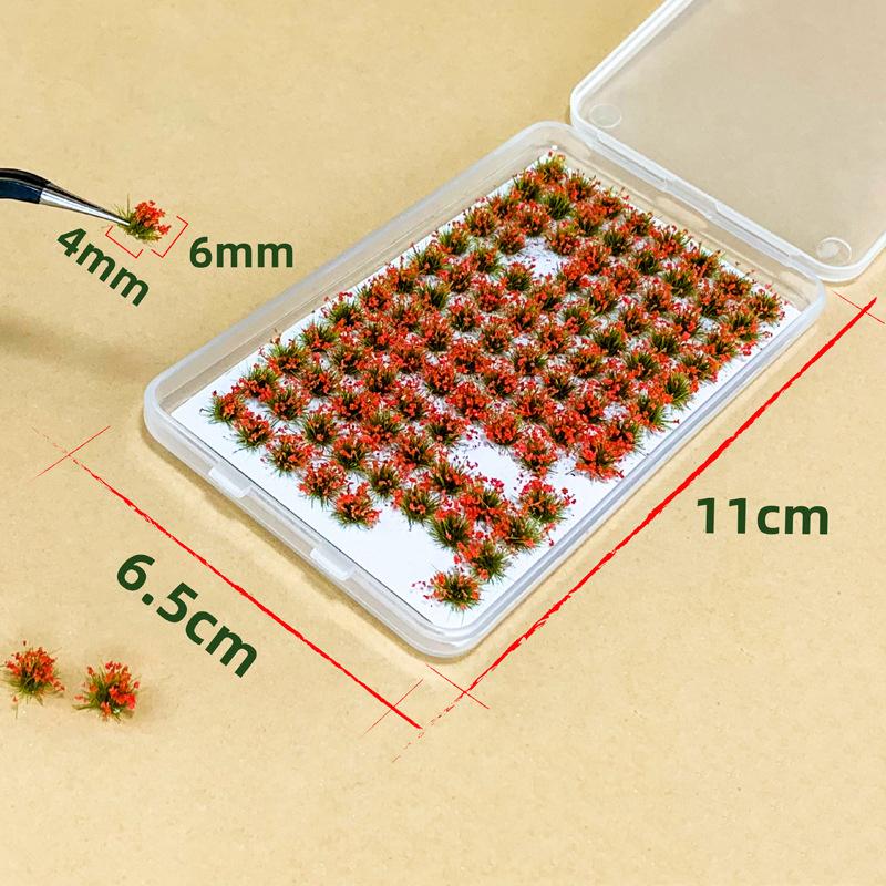 104pcs/box Static Grass Tuft Model Grass Tufts Terrain Model Kit Static Scenery Model Miniature Shrubs Bushes