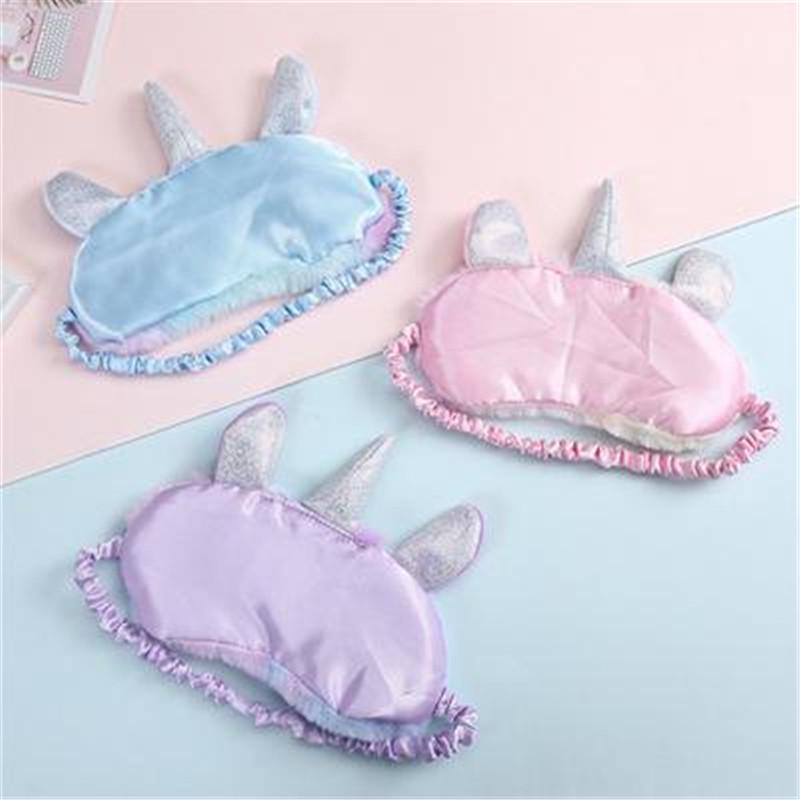 Fashion 3D Unicorn Sleeping Eye Mask Cute Cartoon Gradual Change Plush Travel Eyeshade Cover