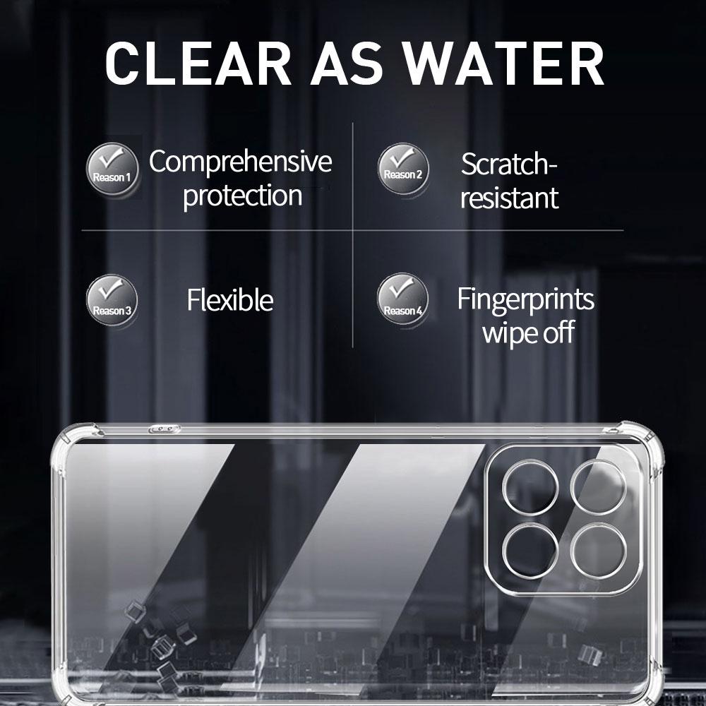 Чехол для Honor 200 Smart Case с прозрачной ударопрочной подушкой безопасности TPU силиконовый мягкий бампер для телефона Honor X7C X 7C защитная задняя крышка Shell